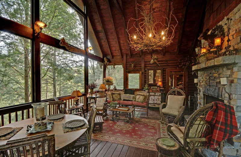 Cabin porch at Sliding Rock Cabins.