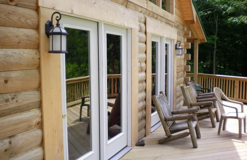 Cabin deck at Harman's Luxury Log Cabins.