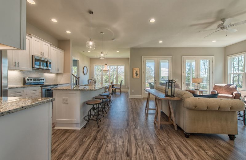 Rental kitchen living room at StayLakeNorman Luxury Vacation Rentals.
