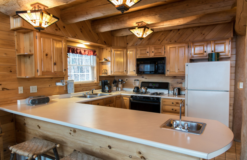 Cabin kitchen at Trout House Village Resort.
