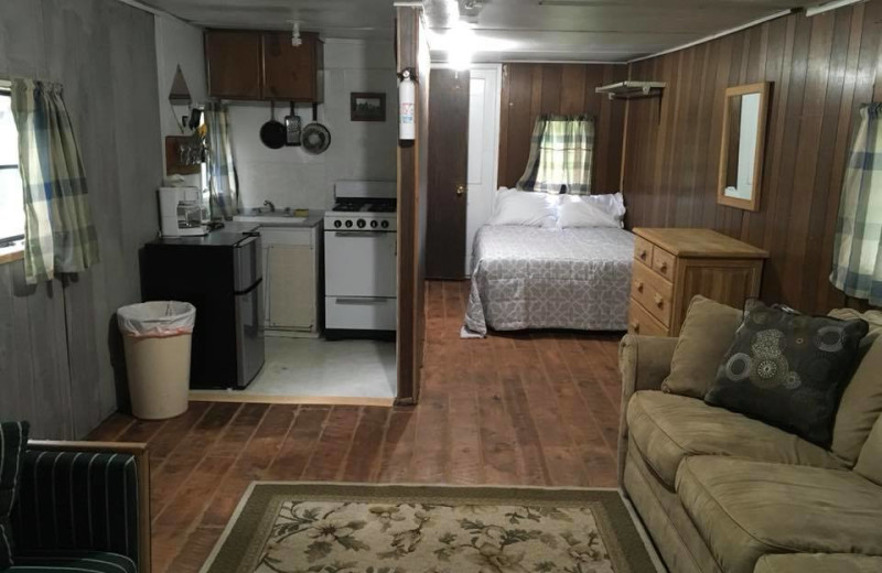 Cabin interior at Tomahawk Guest Ranch.