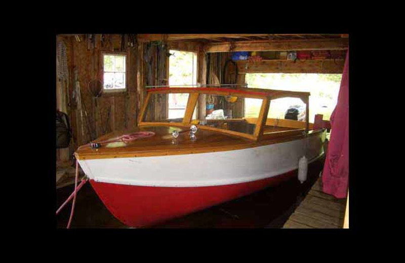 Transport boat at Red Pine Wilderness Lodge.