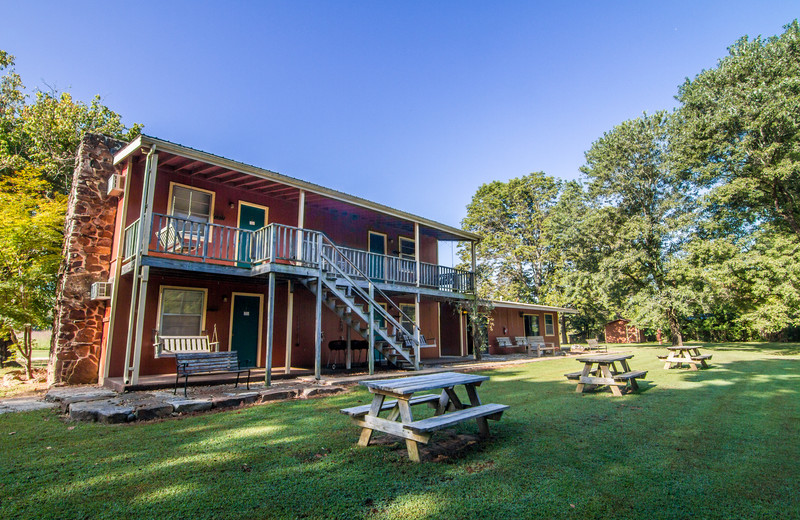 Exterior view of Fulton's Lodge on the White River.