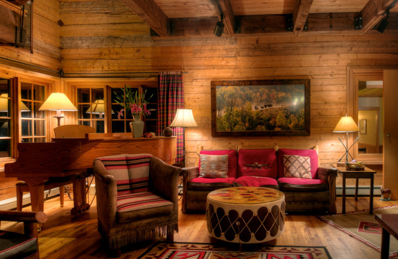 Cabin living room at The Home Ranch.