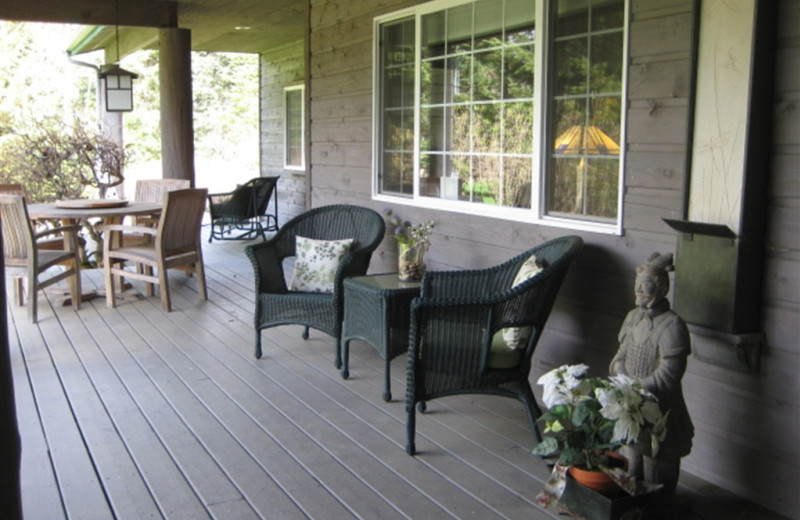 Lodge front porch at Lost Mountain Lodge.