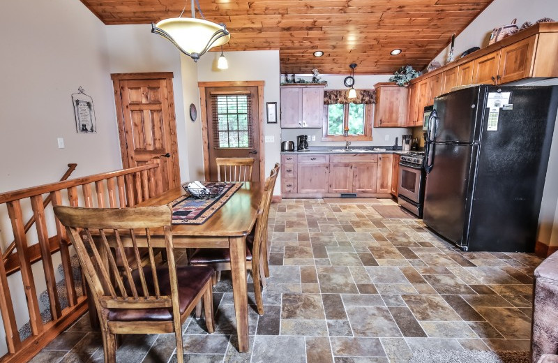 Cabin kitchen at Serenity Bay Resort.