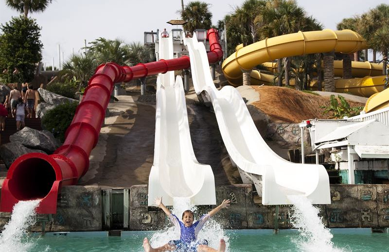 Water slides at Shoreline Towers.