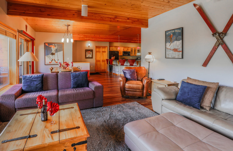 Rental living room at Access Winter Park Lodging.