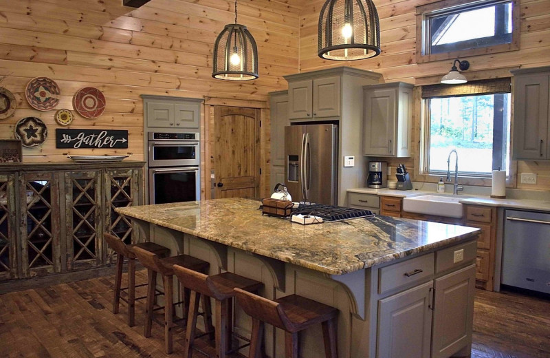 Rental kitchen at White Glove Luxury Cabins.