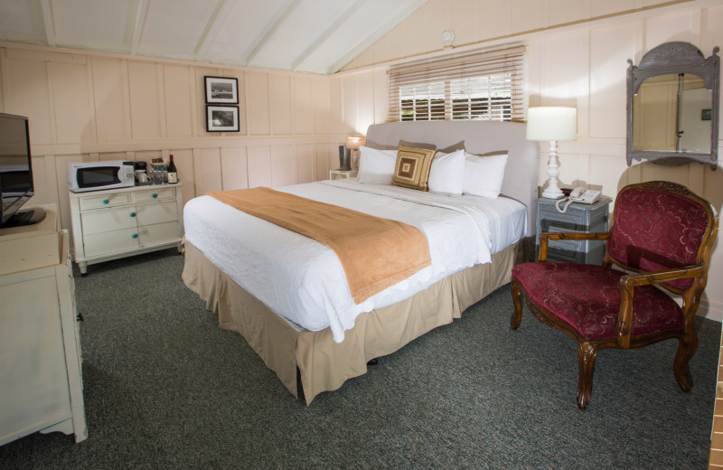 Cottage bedroom at Carmel River Inn.