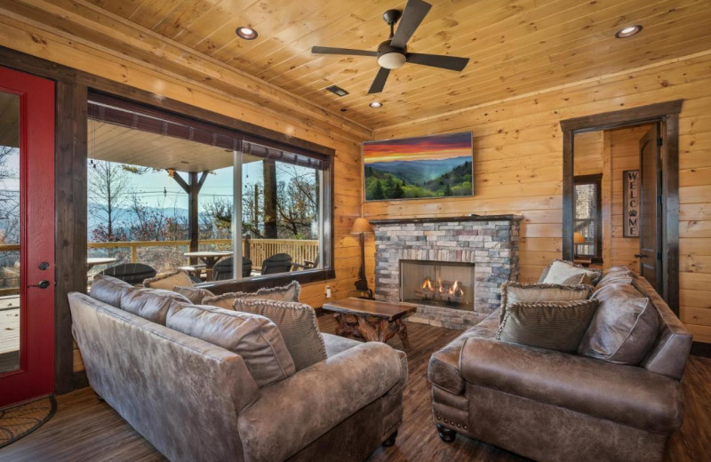 Rental living room at Stony Brook Cabins LLC.