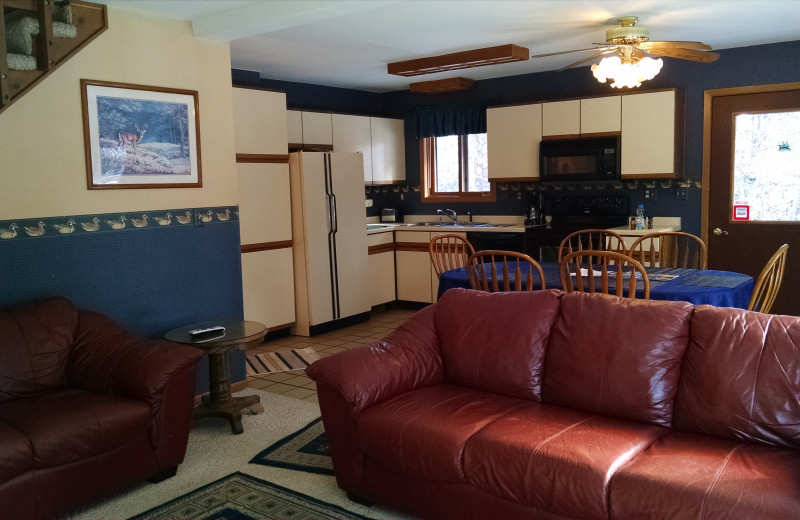 Cabin living room at The Arrows.