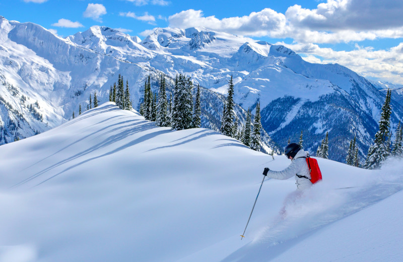 Skiing at Bugaboos Lodge.