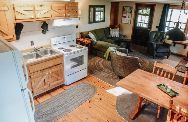 Cabin kitchen at Arkansas White River Cabins.