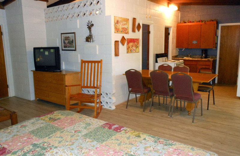 Cabin interior at Heart of Texas Lake Resort.