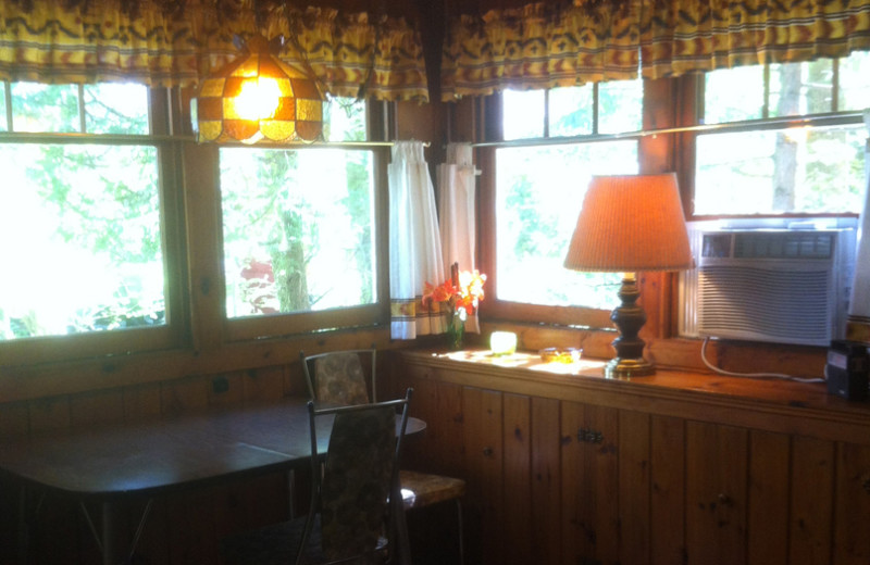 Cabin dining at Radtke's Sabinois Point Resort.