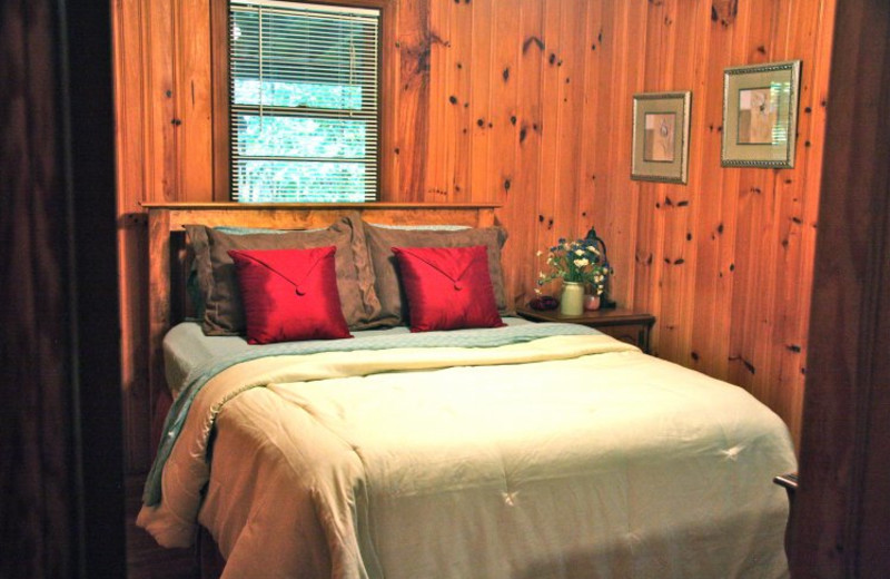 Cabin bedroom at Linville Cabins.