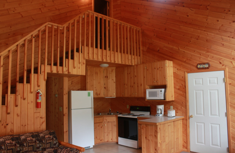 Cabin kitchen at Lakecrest Resort.