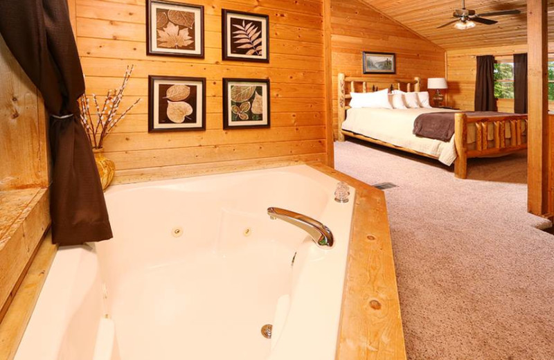 Cabin bedroom at Little Valley Mountain Resort.