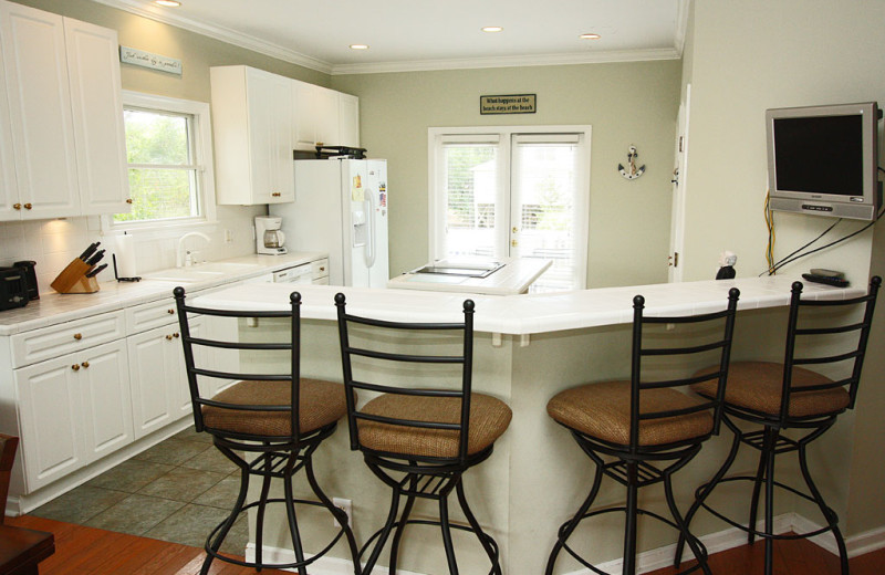 Rental kitchen at Oak Island Accomodations.