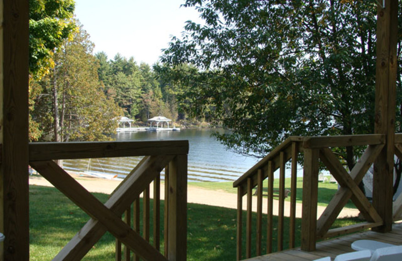 Lake view from patio at Port Cunnington Lodge.