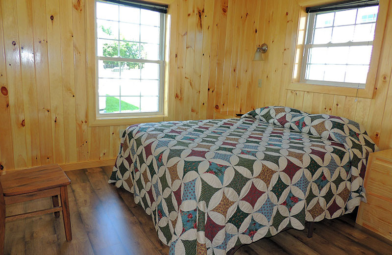 Cottage bedroom at Angel Rock Waterfront Cottages.