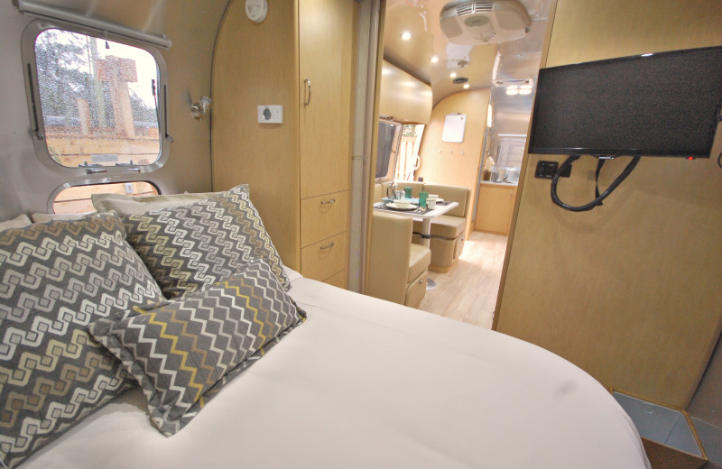 Guest room at Airstreams at Haystack Village.