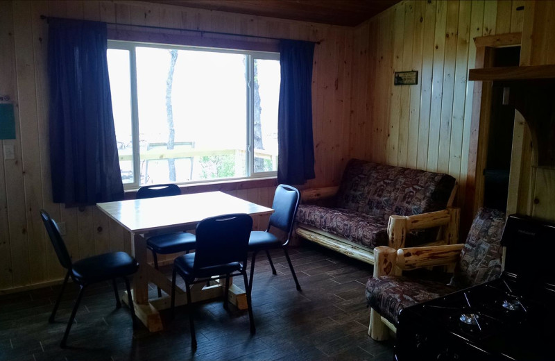 Cabin living room at Vacationland Resort.