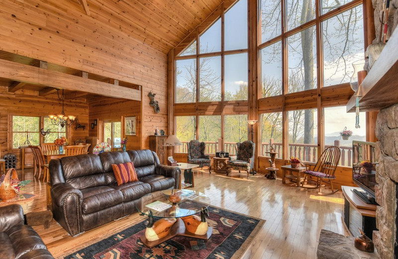 Rental living room at Smoky Mountain Retreat Realty.
