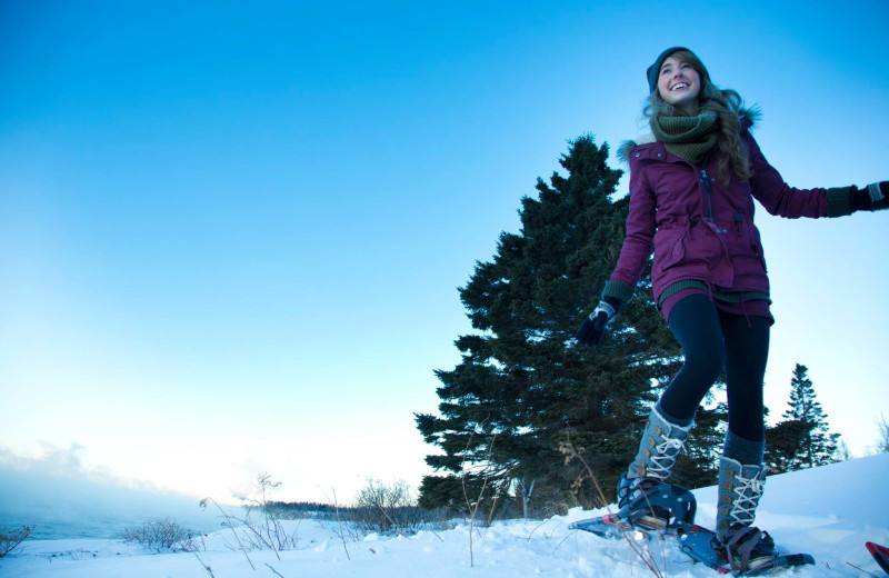 Snowshoeing at Temperance Landing on Lake Superior.