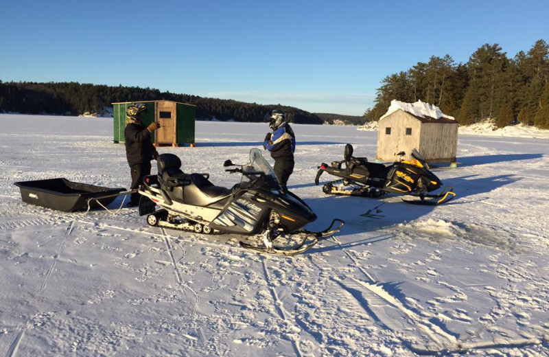 Ice fishing at Little Hawk Resort 