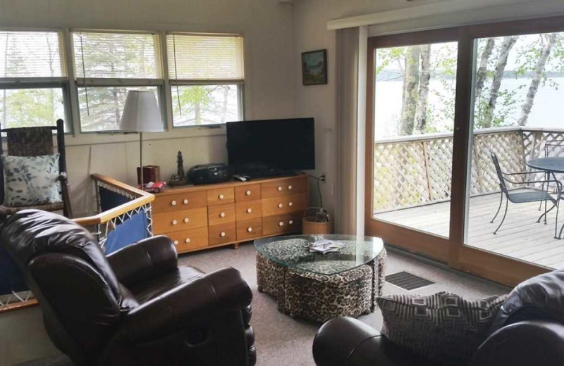 Rental living room at Acadia Cottage Rentals.