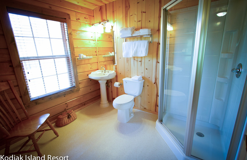 Guest bathroom at Alaska's Kodiak Island Resort.