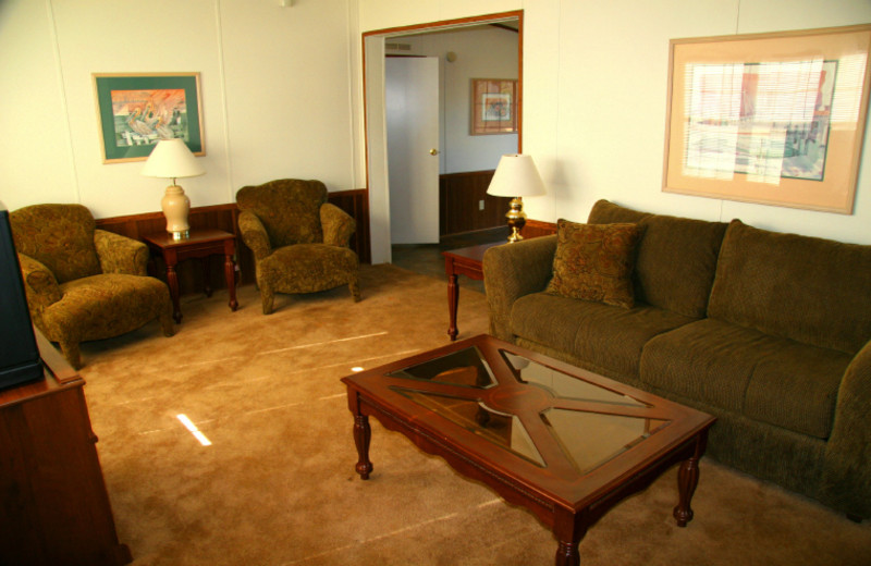 Cabin living room at Highland Marina Resort.