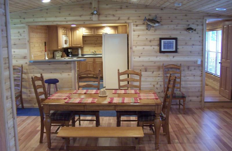 Cabin dining room at Sunshine Resort.