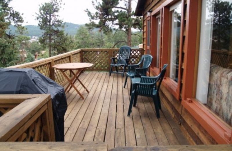 Cabin deck at Red Door Vacation Rentals.