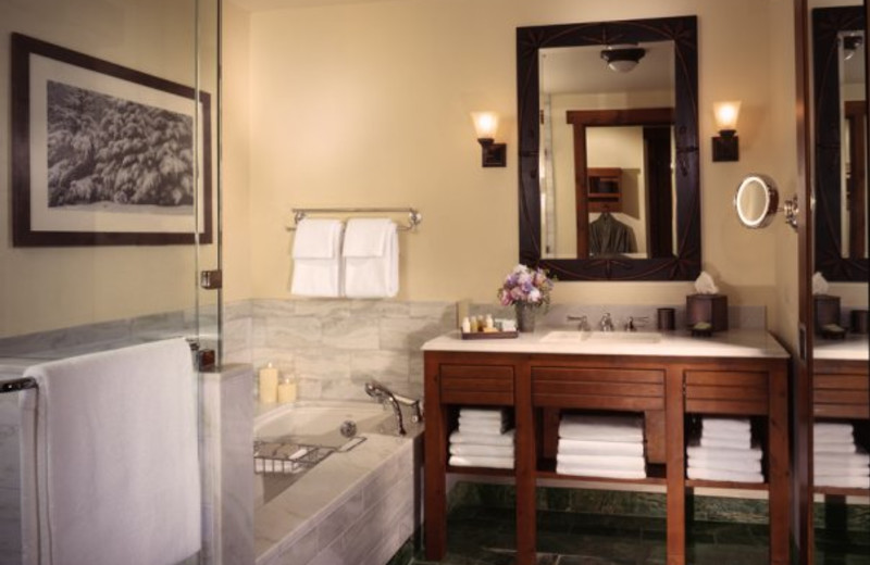 Guest bathroom at Stowe Mountain Lodge.