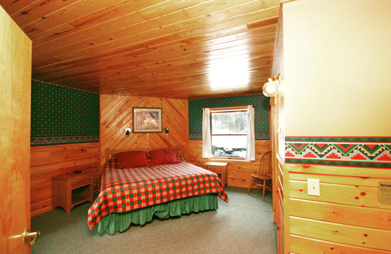 Cabin bedroom at Gunflint Lodge.
