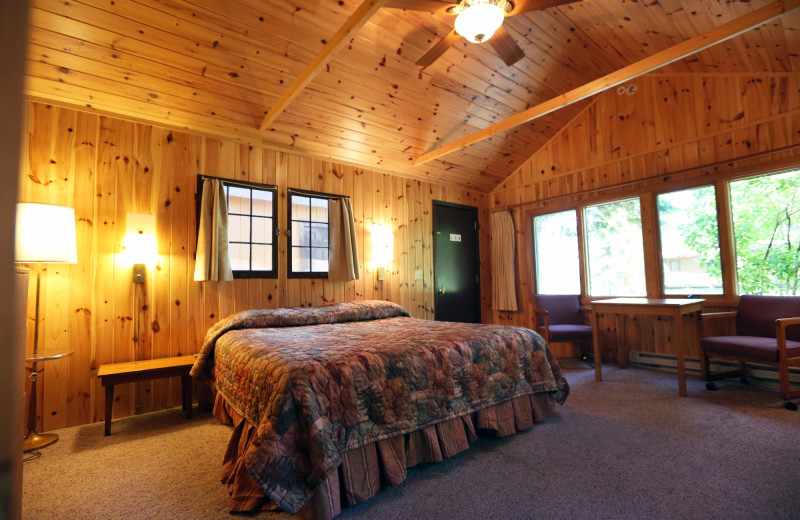 Cabin bedroom at Fair Hills Resort.