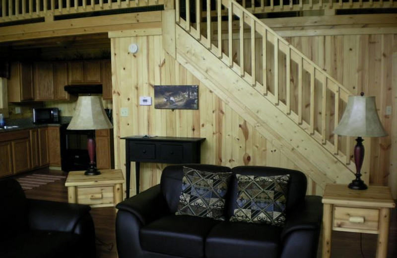 Cabin interior at Harman's Luxury Log Cabins.