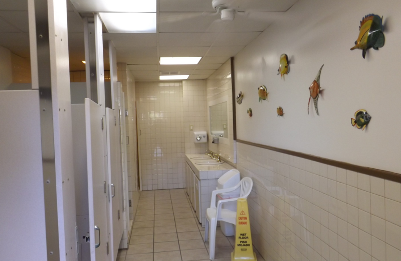 Public bathroom at Navarre Beach Campground.