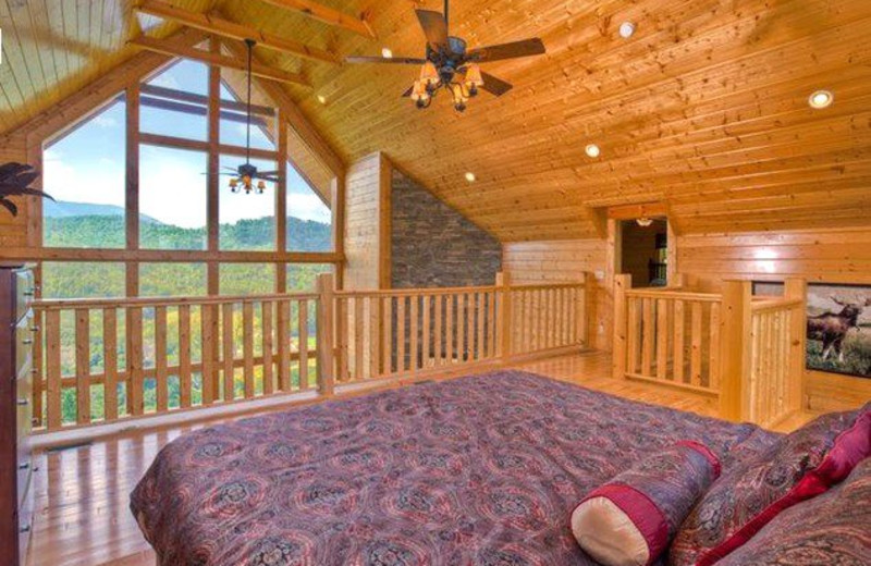 Cabin bedroom at The Cabin Rental Store.