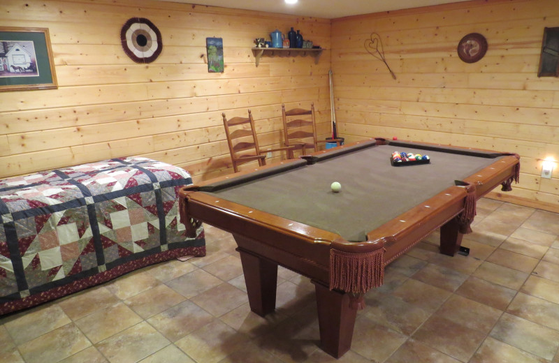 Cabin game room at Creeks Crossing Cabins.