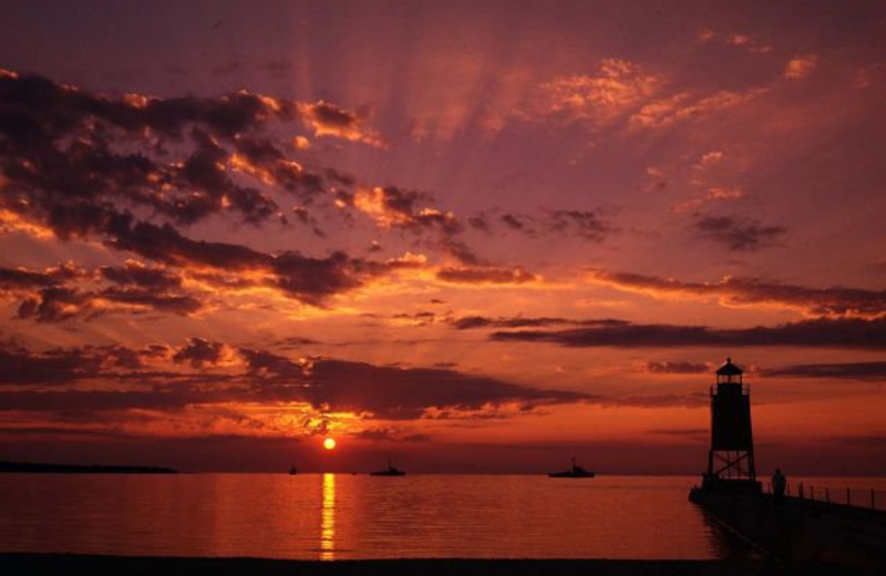 Sunset over Lake Charlevoix at Northern Quarters Management.