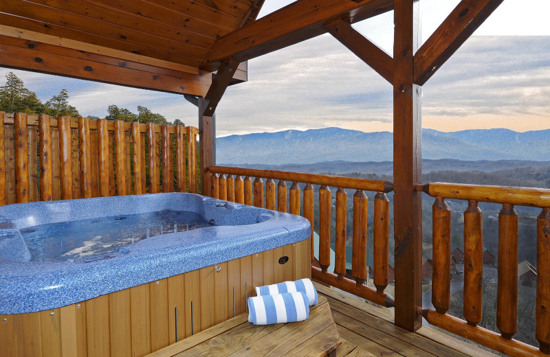 Cabin hot tub at Outrageous Cabins LLC.