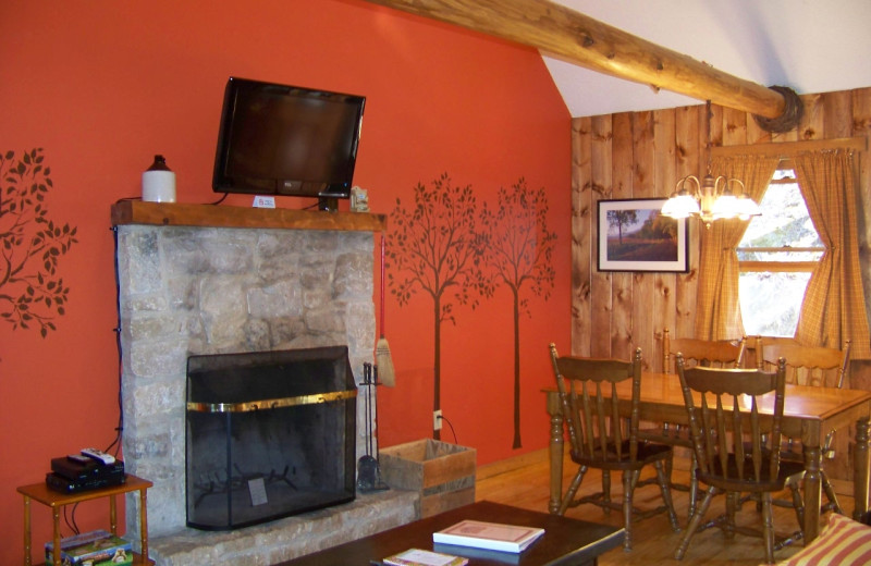 Cabin living room at Hocking Hills Cabins.