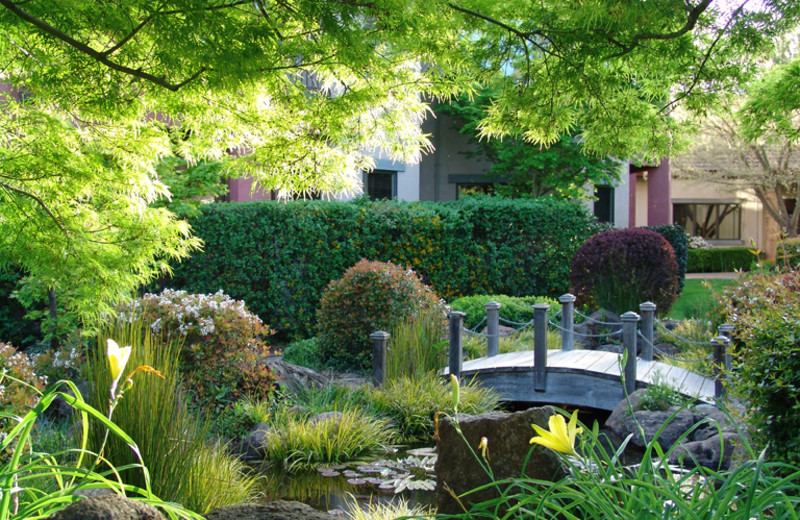 Garden view of Villagio Inn and Spa.