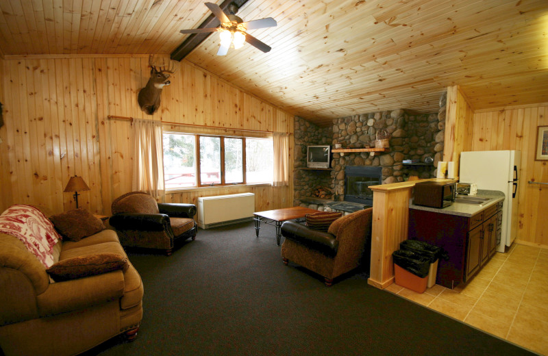 Cabin living room at Gunflint Lodge.