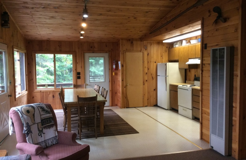 Cabin living room at Muskego Point Resort.