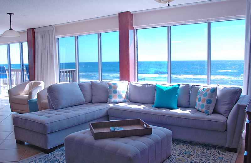 Guest room at Island House Beach Front Condominiums.